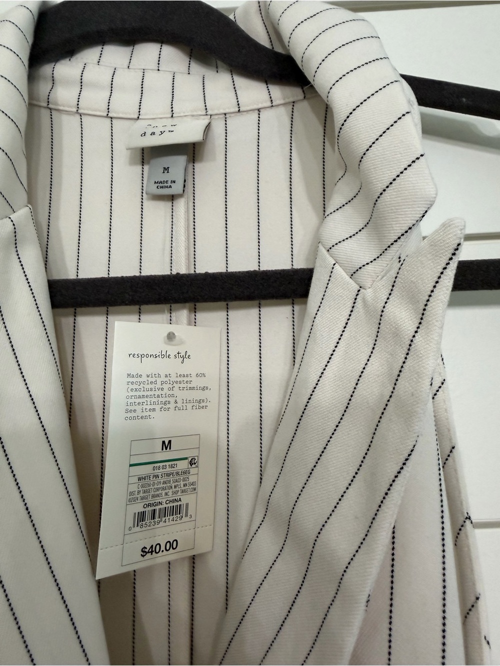 A New Day Cream Pinstripe Halter Wrap Jumpsuit - Picture 4 of 5